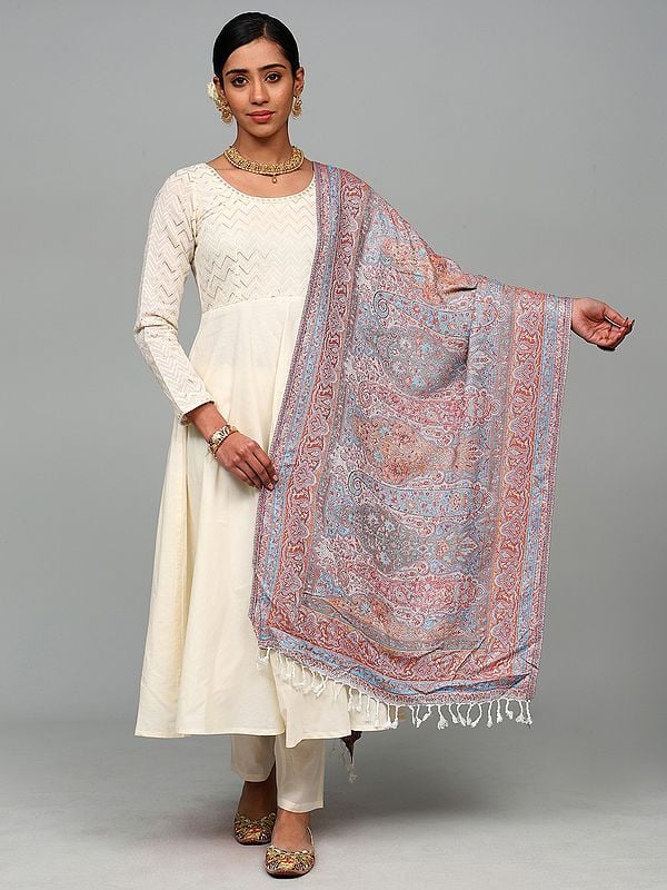 Reversible Stole with Woven Giant Paisley from Punjab