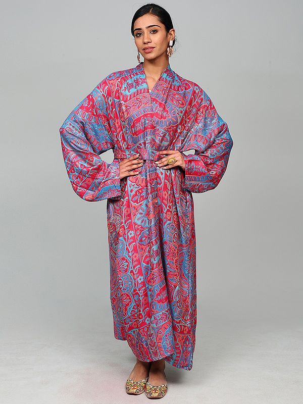 Multicolor Jamawar Robe with Woven Flower and Paisley Motifs