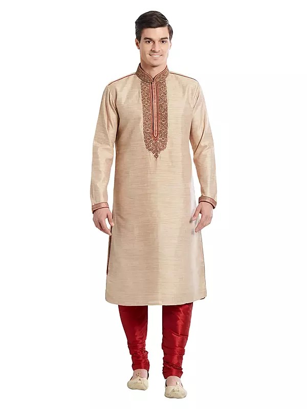 Embroidered Art Silk Kurta Pajama for Men - Traditional Celebration Wear