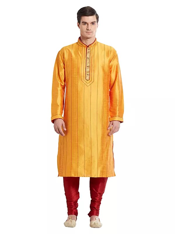 Men's Art Silk Kurta Pajama Set with Tailored Design - Festive & Party Wear
