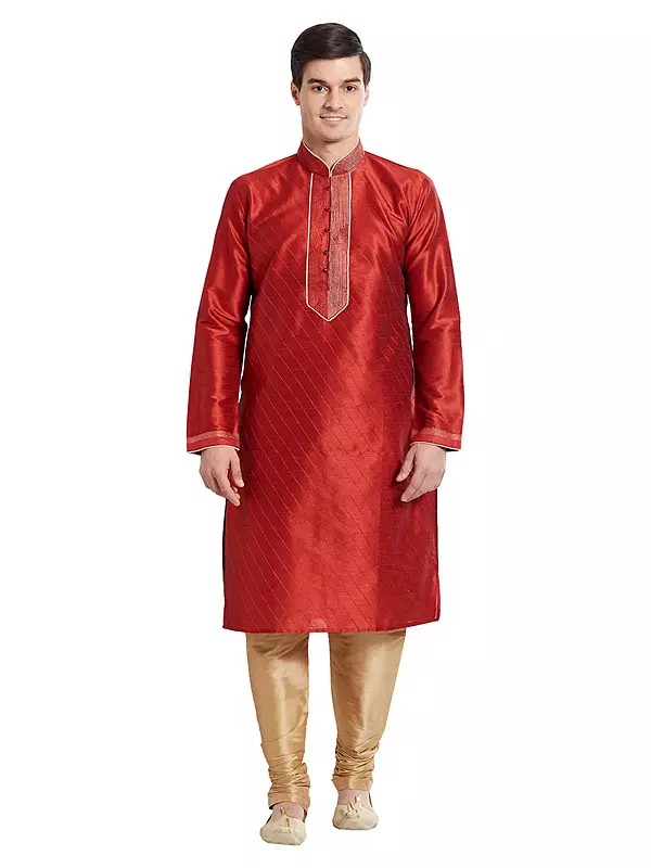 Festive Men's Art Silk Kurta Pajama for Weddings and Celebrations