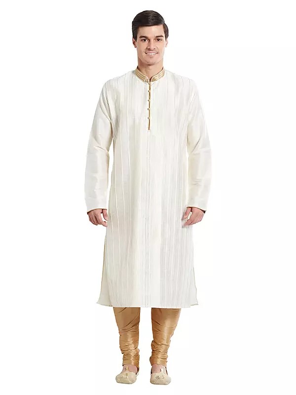 Men's Art Silk Kurta Pajama Set: Traditional Ready-to-Wear Outfit for Celebrations
