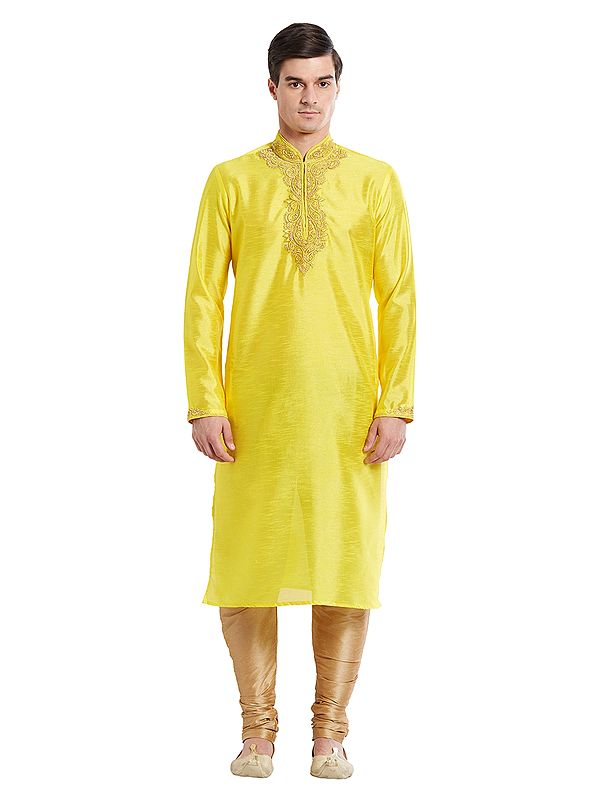 Luxury Embroidered Art Silk Kurta Pajama for Men - Ideal for Celebrations