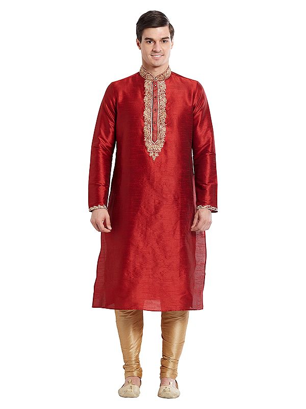 Premium Art Silk Kurta Set with Festive Embroidery