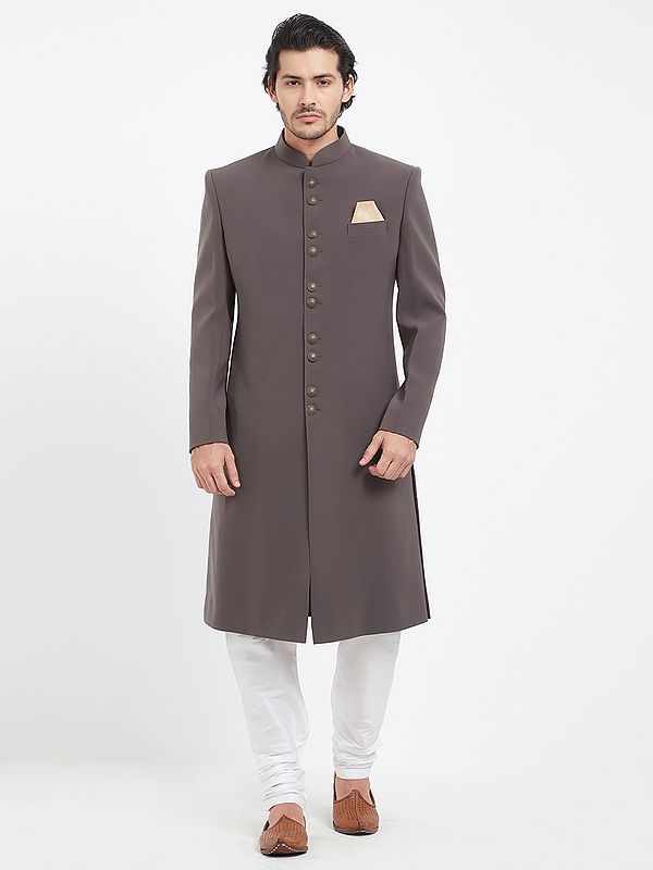 Elegant Plain Sherwani and Pajama Set for Groom, Reception, Engagement