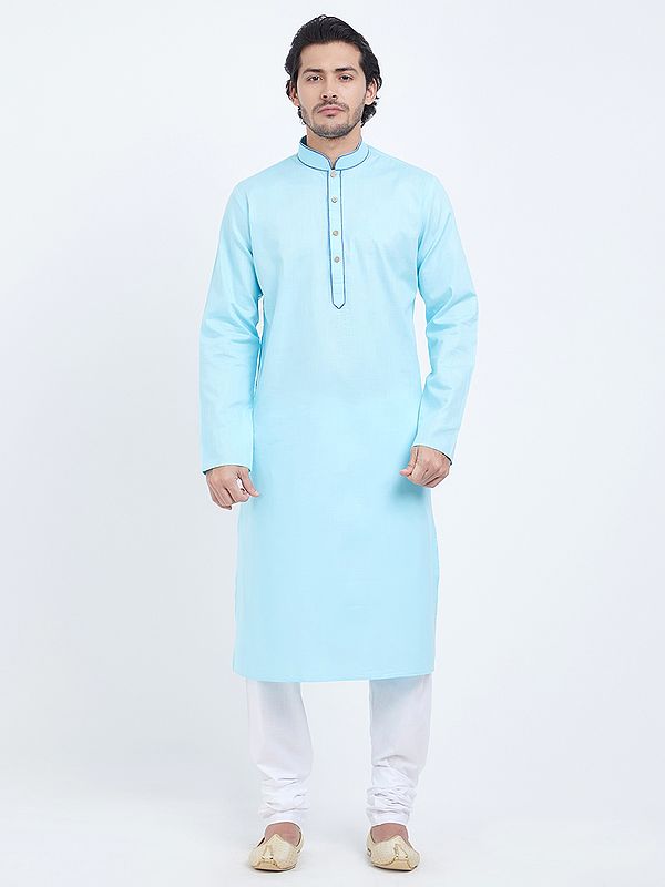 Men's Black Cotton Kurta Pajama Set for Festive Celebrations & Weddings