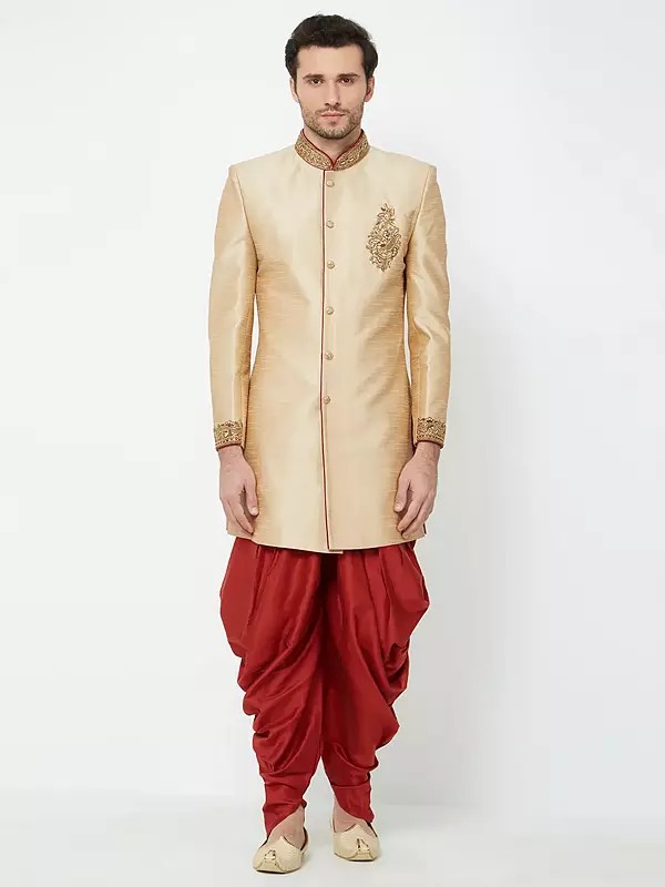 Men's Indo Western Sherwani With Patiala - Handcrafted Festive Attire