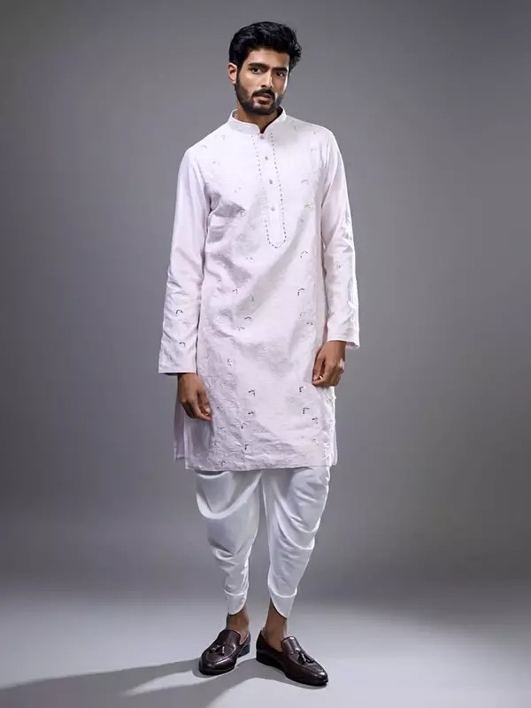 Premium Embroidered Silk Kurta with Mirror Work and Patiala Trousers