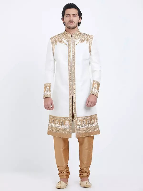 Premium Groom Sherwani Set | Art Silk Fabric & Handwork Embroidery