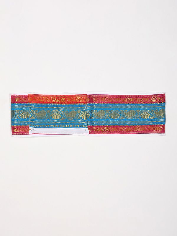 Adjustable Velcro Closure Dhoti Belt with Zip Pouch/Pocket and Zari Woven Paisley Vine