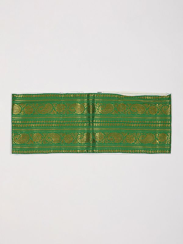 Zari Woven Paisley Pattern Dhoti Belt with Adjustable Hook and Loop Closure and Zip Pouch/Pocket