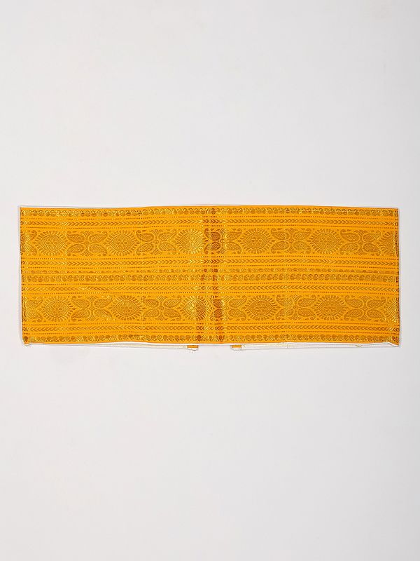 Spectra-Yellow Golden Thread Woven Adjustable Dhoti Belt with Zip Pouch/Pocket