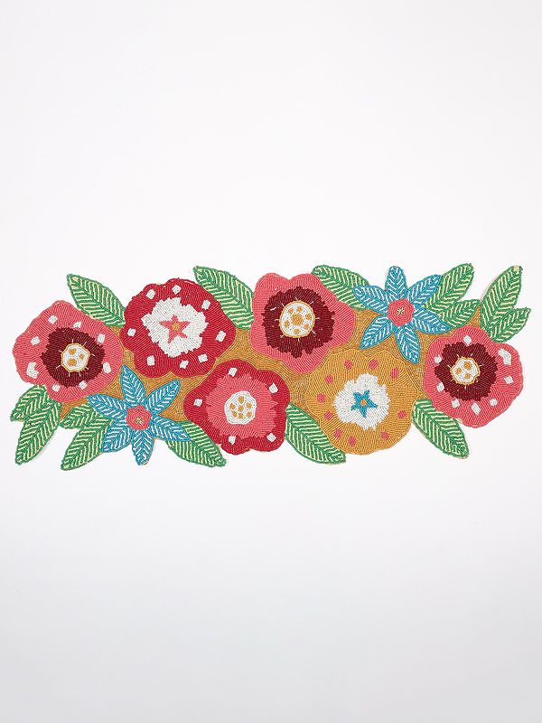 Handmade Multi Flower Beaded Table Runner