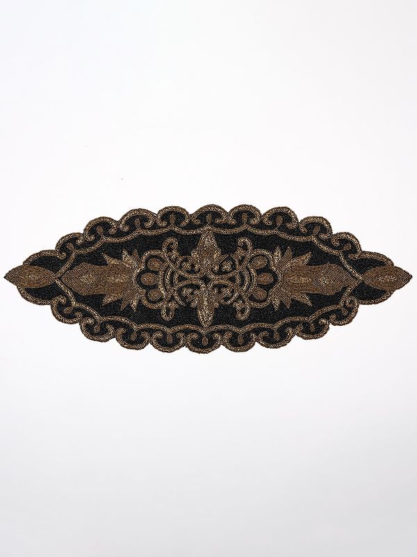 Designer Glass Beads Embroidered Table Runner