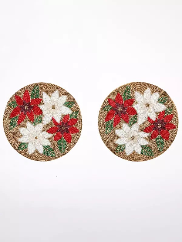 Multicolor Beaded Round Table Mat (Set of 2)
