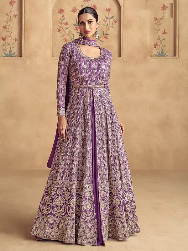 Fancy Sequins And Embroidery Work Wedding Wear Gown With Matching Dupatta