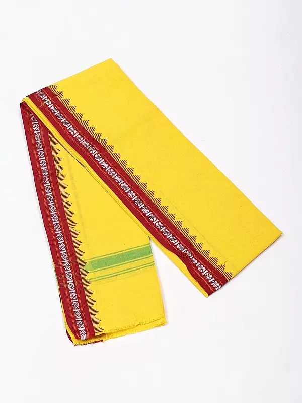 Temple Border Cotton Angavastram from Sambhalpur