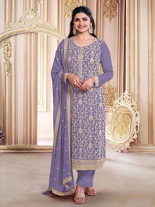Embellished Georgette Salwar Kameez with Matching Dupatta for Festive Occasions