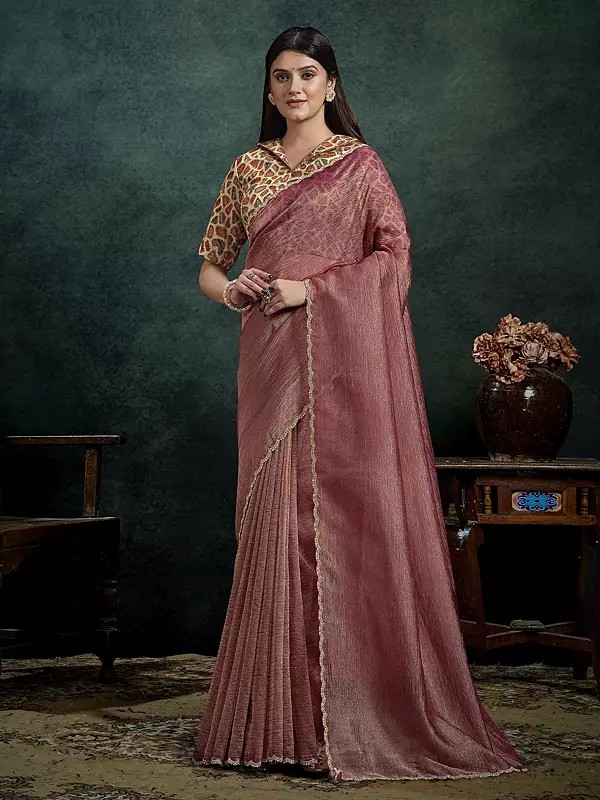 Exquisite Stone Handwork On Pure Banarasi Zari Pleat Saree Handcrafted For Women Special Occasion And Party Wear