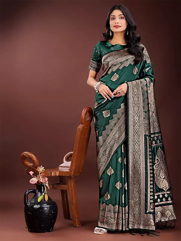 Elegant Intricate Zari Work Silk Saree with Designer Border Pallu and Latkan