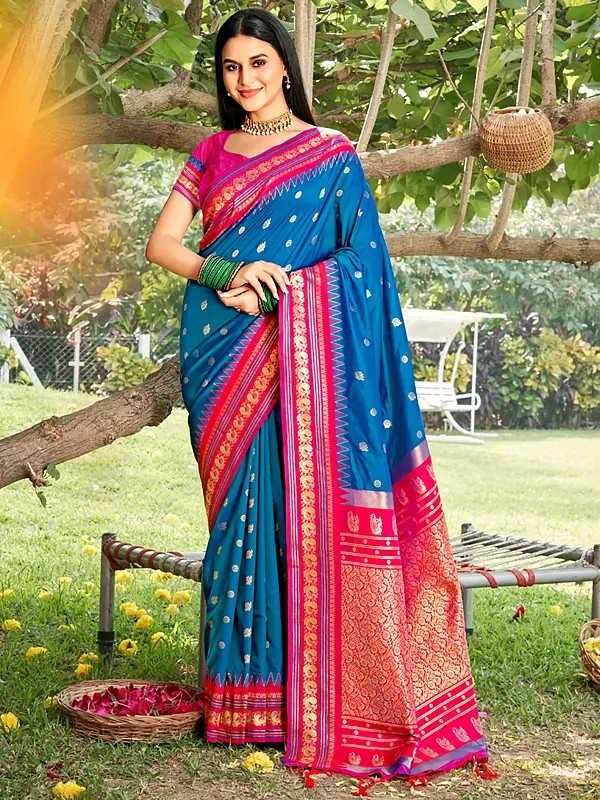 Designer Small Buti Soft Silk Saree with Attractive Tassel Pallu and Floral Border for Women