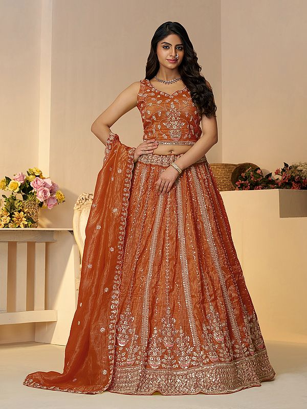 Jimmy Choo Sequins And Cut Dana Work Embellished Wedding Wear Lehenga Choli With Matching Dupatta