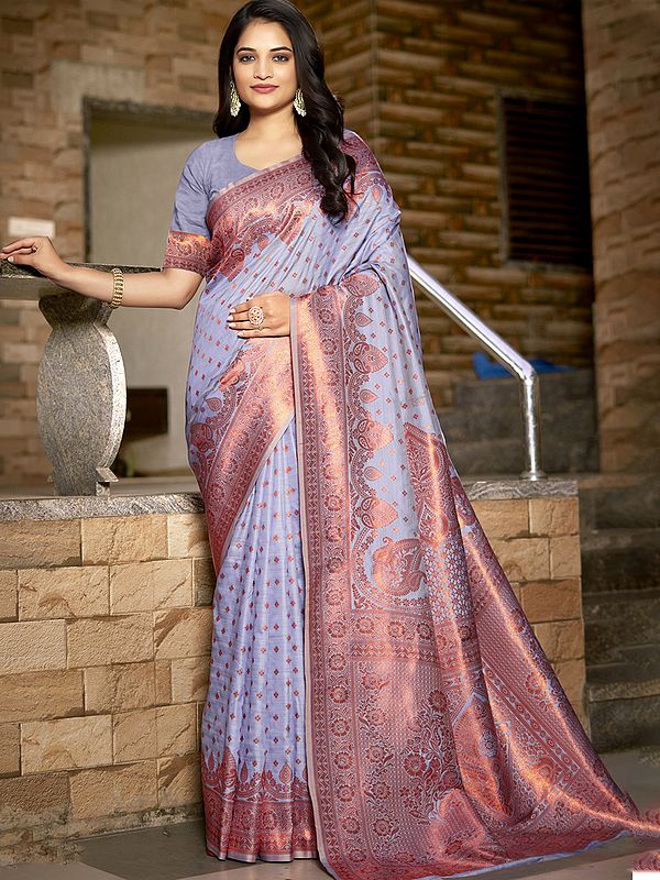 Weaving Work Wide Border Stunning Silk Festive Wear Saree With Rich Contrast Pallu