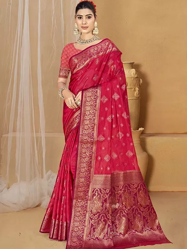 Silk Weaving Work Attractive Wedding Wear Saree With Rich Pallu