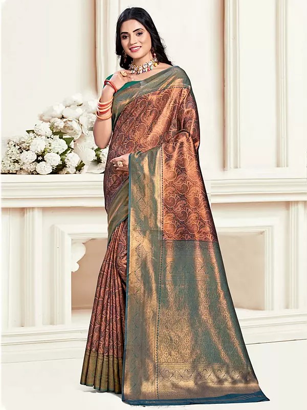 Designer Paisley Butti Silk Saree With Blouse For Wedding Occasion