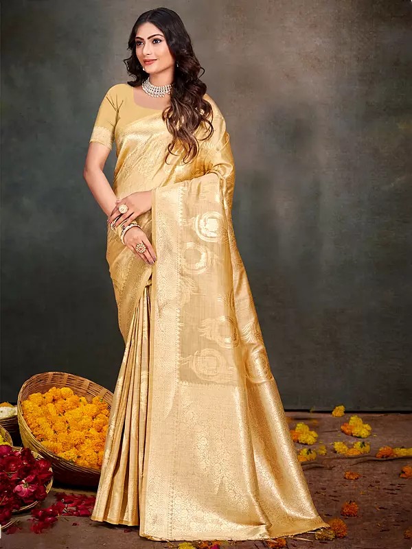 Designer Flower And Leaf Border Cotton Silk Saree With Blouse For Casual Occasion