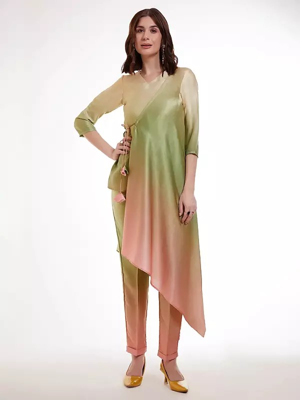 Satin Designer Western Wear Top With Bottom Co-0rds Set For Casual Occasion