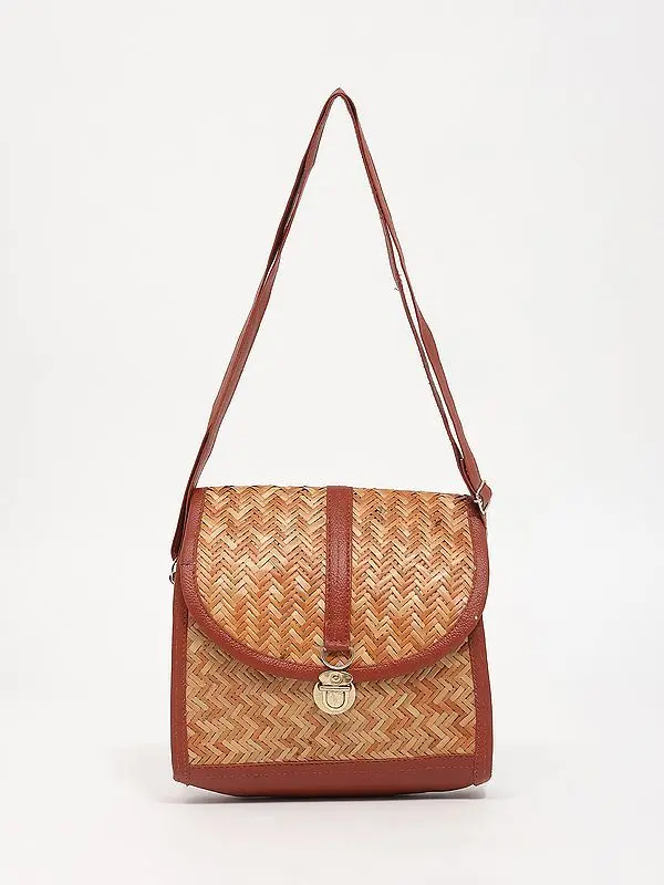 Bamboo Handcrafted Sling Bag with Adjustable Strap