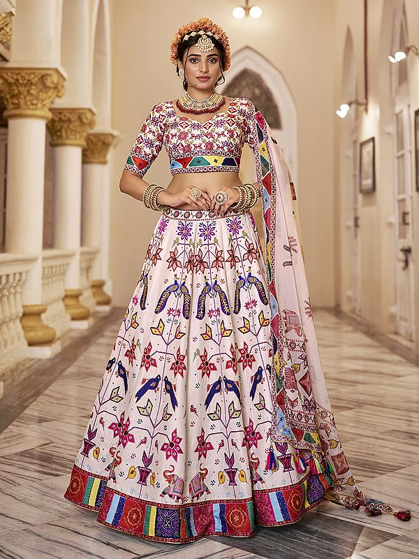 Traditional Motifs Printed Stunning Art Silk Lehenga Choli With Matching Organza Dupatta
