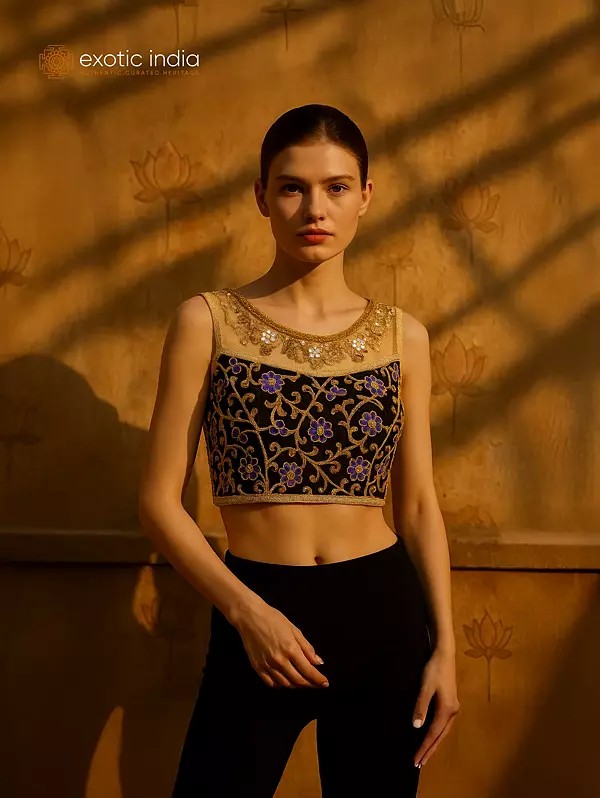 Choli from Gujarat with Embellished Beads and Crystals