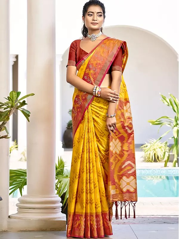 Silk Wide Border Traditional Elegant Festive Wear Saree With Woven Pallu