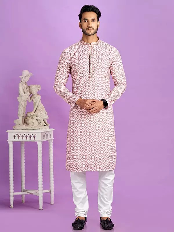 Elegant Cotton Geometric Pattern Digital Print Straight Festive Wear Kurta Pajama Set