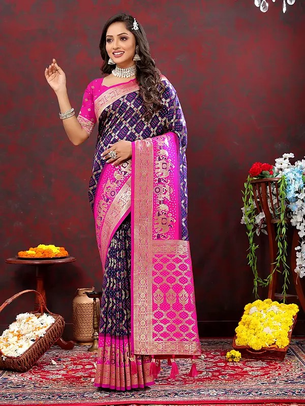 Attractive Weaving Work Patola Silk Festive Wear Saree With Tassels Pallu