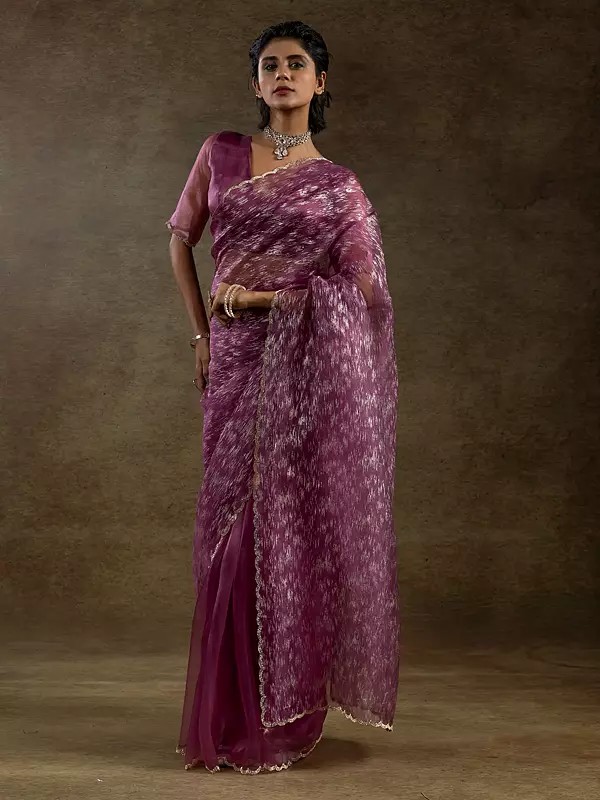 Elegant Tissue Silk Saree With Tissu Cruss Foil Print And Flexible Multiple Hooks For Effortless Graceful Draping