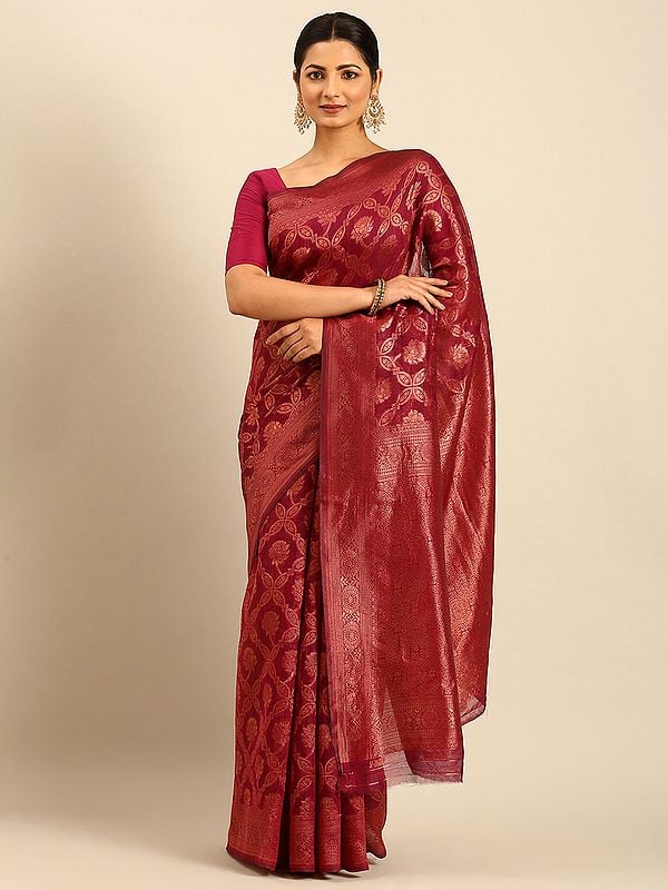 Traditional Cotton Saree With Floral Patterns For Women's