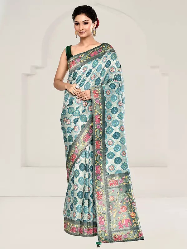 Rankat Tussar Silk Kalamkari Work Woven Designer Saree & Tassels Pallu