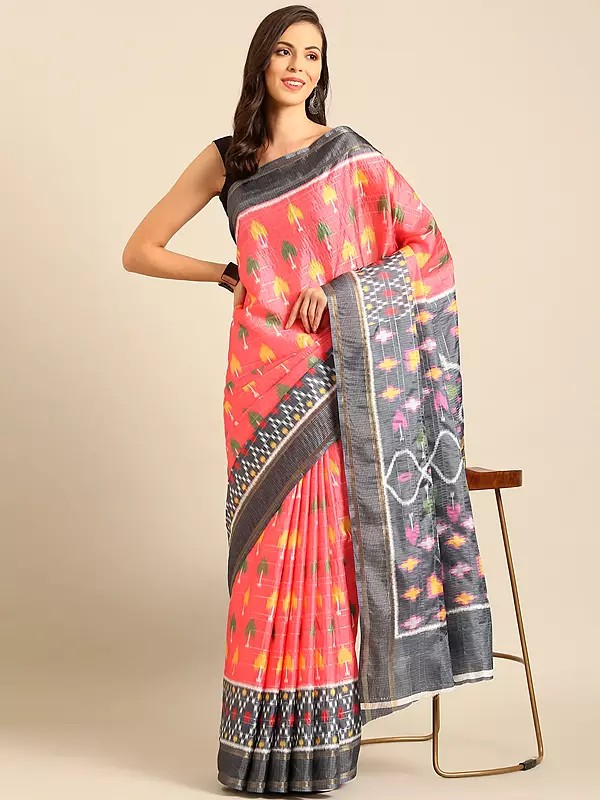 Small Tree Motifs Cotton Saree With Attractive Pallu For Festival Occasion