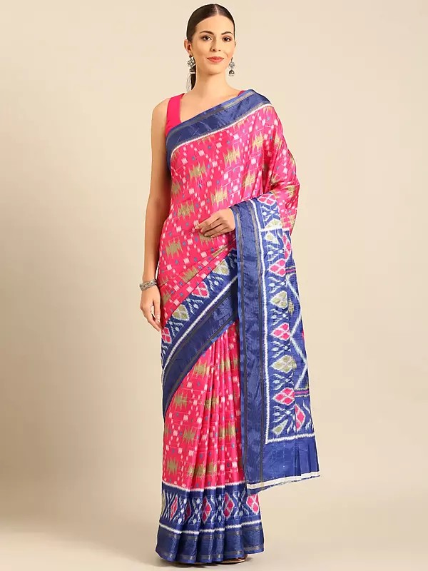 Cotton Saree With Diamond Pattern Pallu And Border