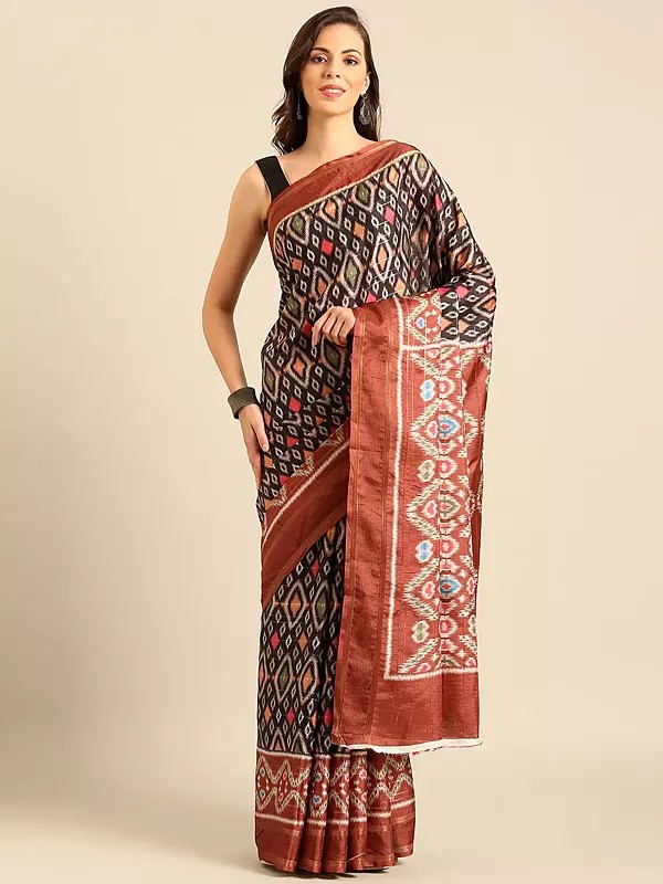 All Over Diamond Pattern Cotton Saree With Broad Border