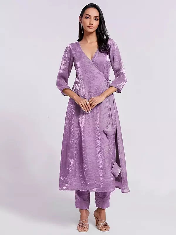 Pure Organza Solid Gown With Dori & Bottom For Festival Occasion