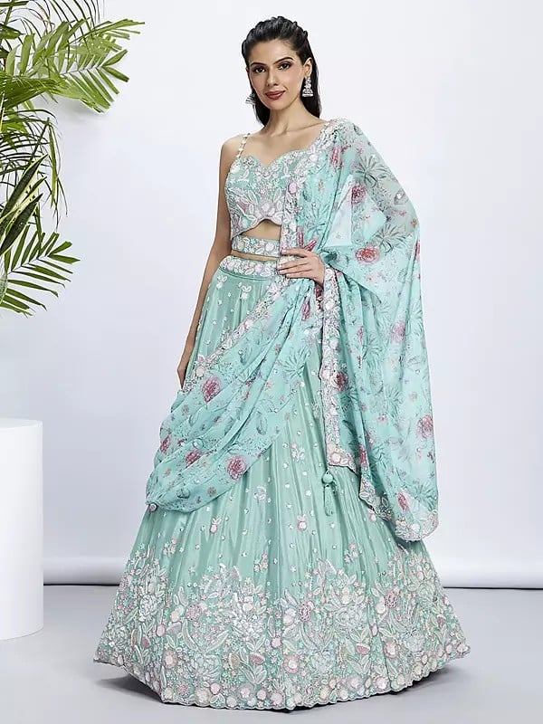 Silk Chiffon Embroidery Work Party Wear Designer Lehenga Choli With Orgnaza Dupatta