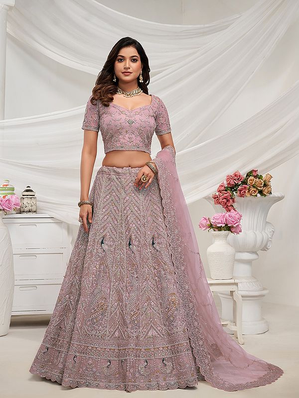 Peacock Embroidered Beautiful Bridal Lehenga Choli With Soft Net Dupatta For Wedding Occasion