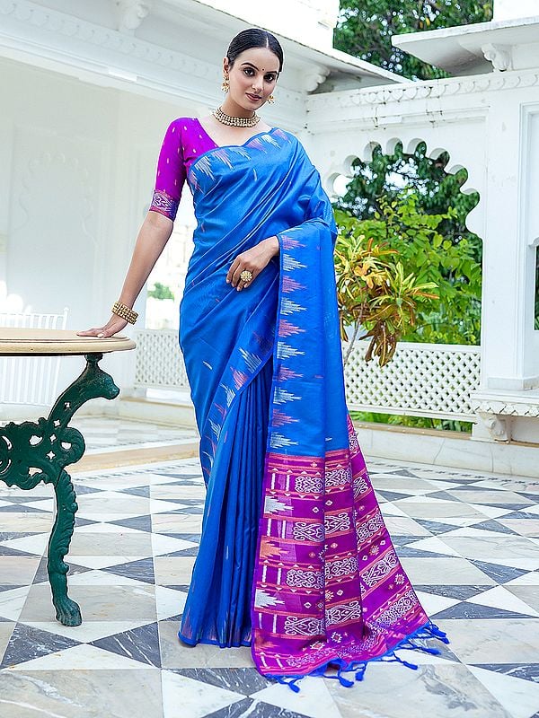 Zari Woven South Silk Saree With Temple Motifs Border And Tassels Pallu