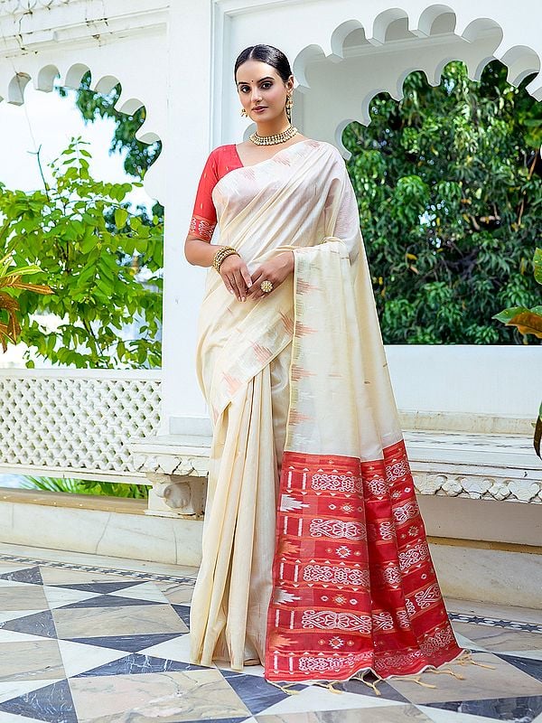 Zari Woven South Silk Saree With Temple Motifs Border And Tassels Pallu