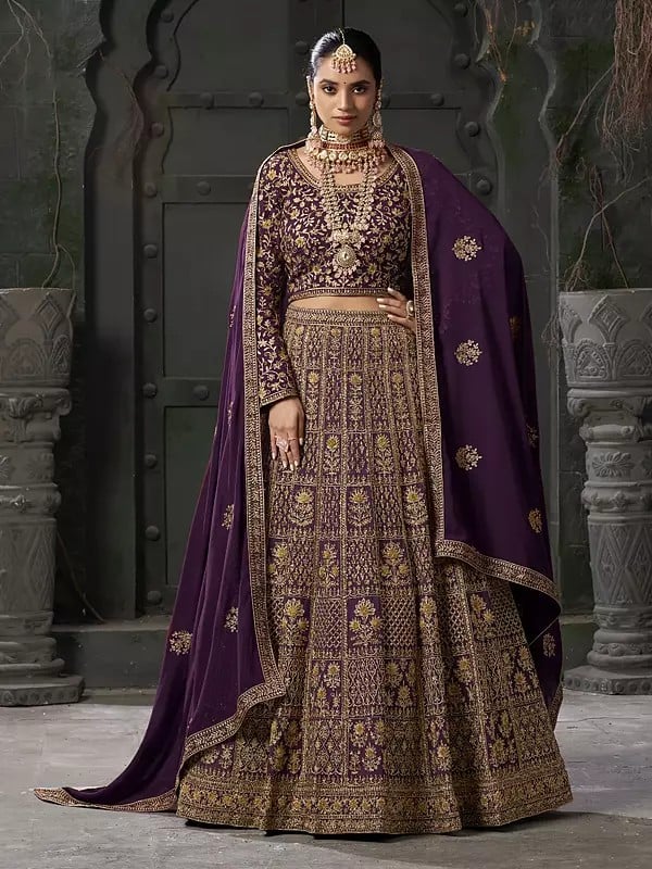 Designer Premium Georgette Lehenga Choli And Dupatta With Coding And Zarkan Work