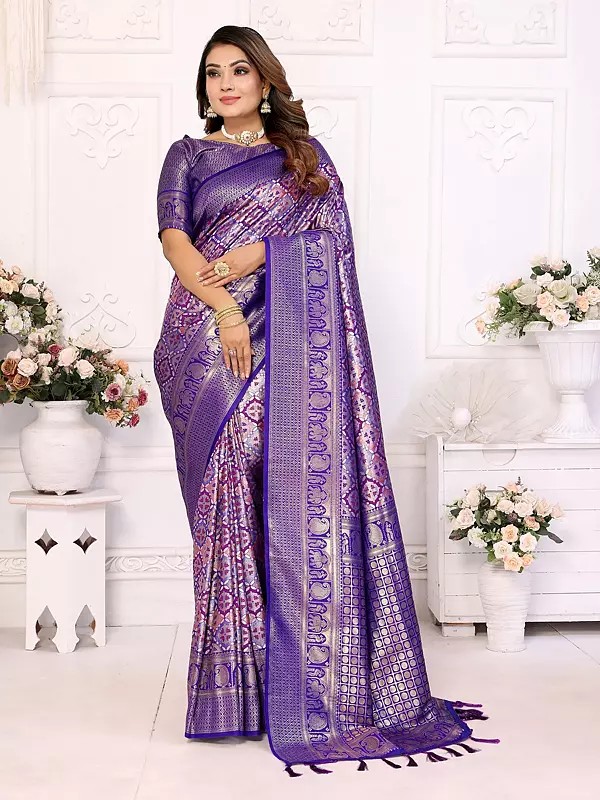 Soft Lichi Silk Attractive Wide Border Festive Wear Saree With Contrast Tassels Pallu